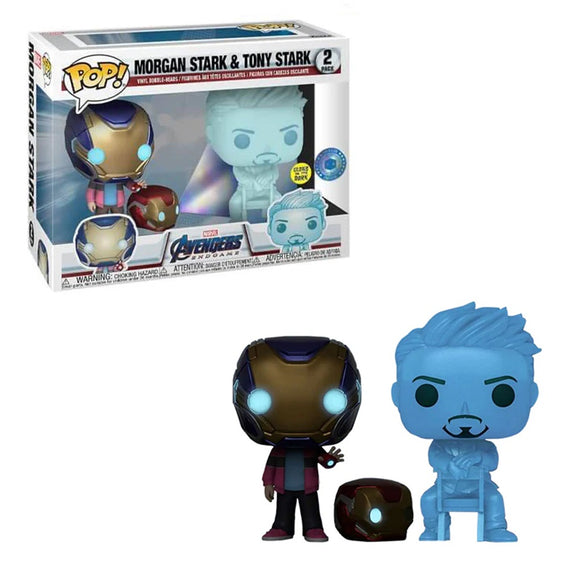 Funko 54327 Pop! Marvel: Avengers Endgame - Morgan Stark & Tony Stark Hologram (Glow in the Dark) 2-Pack