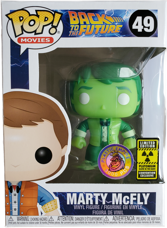 Funko POP! Movies - Back to the Future - Marty McFly #49 (Plutonium Glow in the Dark Limited Edition Convention Exclusive, Plastic Empire 3000 PCS)