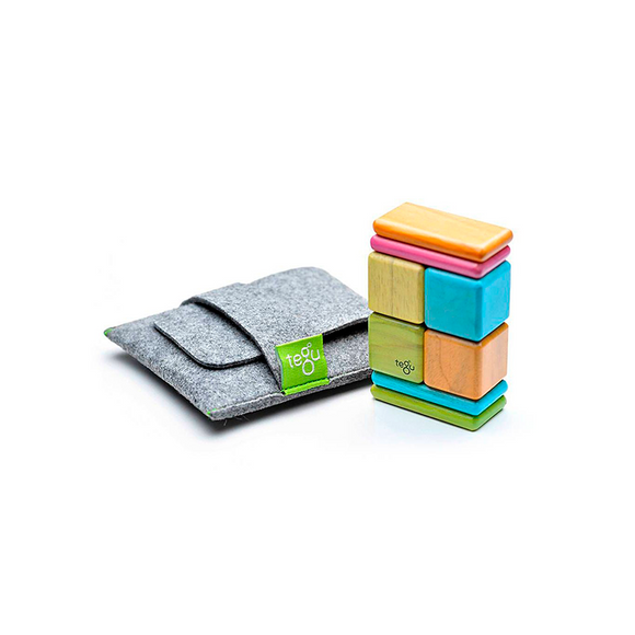 Tegu Pocket Pouch Magnetic Wooden Block Set - Tints 8 Piece Sets