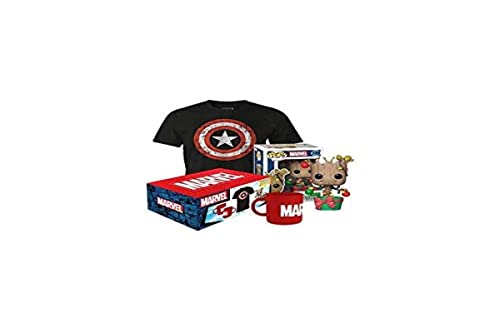 WOOTBOX - Coffret Cadeau Collector - Mixte - Marvel - T-Shirt Iron Man, Figurine Pop Groot & Mug Marvel - Taille M