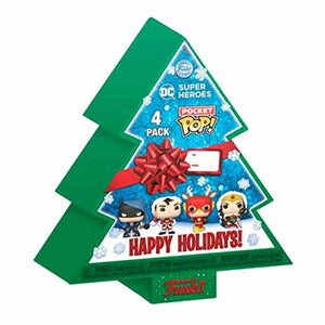 Funko Pocket POP! DC Holiday - Superman - Tree Holiday Box 4 Pieces - DC Comics - Keychain Novelty Keyring - Collectable Mini Figure - Stocking Filler - Gift Idea - Official Merchandise