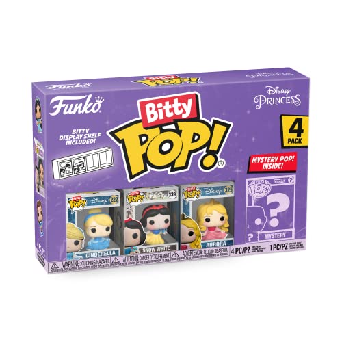 Funko Bitty POP! Disney Princess - Cinderella, Snow White, Aurora and A Surprise Mystery Mini Figure - 0.9 Inch (2.2 Cm) Collectable - Stackable Display Shelf Included - Gift Idea - Cake Topper