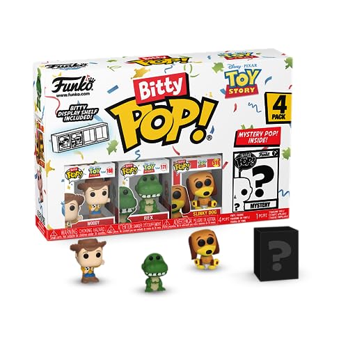Funko Bitty Pop! Toy Story - Woody 4PK - Woody, Rex, Slinky Dog and A Surprise Mystery Mini Figure!