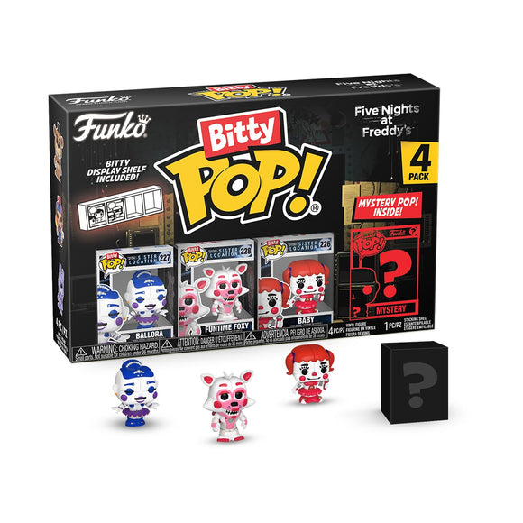 Funko Bitty Pop! Five Nights At Freddy's (FNAF) - Ballora 4PK - Ballora, Funtime Foxy, Baby and A Surprise Mystery Mini Figure - 0.9 Inch (2.2 Cm) - Five Nights At Freddy's Collectable - Gift Idea