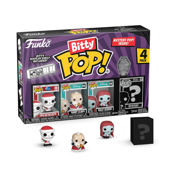 Funko Bitty Pop! the Nightmare Before Christmas - Santa Jack 4PK - Santa Jack, Sandy Claws, Vampire Teddy With Duck and A Surprise Mystery Mini Figure - 0.9 Inch (2.2 Cm) Collectable - Gift Idea