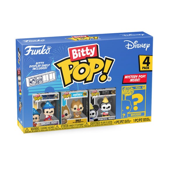 Funko Bitty POP! Disney - Sorcerer Mickey, Dale, Princess Minnie and A Surprise Mystery Mini Figure - 0.9 Inch (2.2 Cm) Collectable - Stackable Display Shelf Included - Gift Idea - Cake Topper