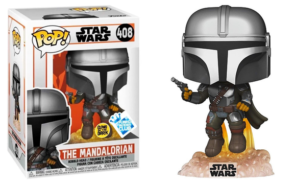Funko Pop! Star Wars: The Mandalorian Flying with Blaster (Glow in the Dark - Special Edition) #408